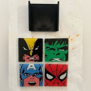 Marvel Retro Faces Glass Coaster Set
